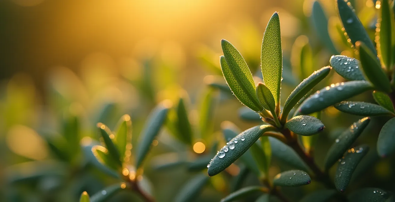 Comparación visual del efecto de diferentes temperaturas de luz sobre plantas mediterráneas