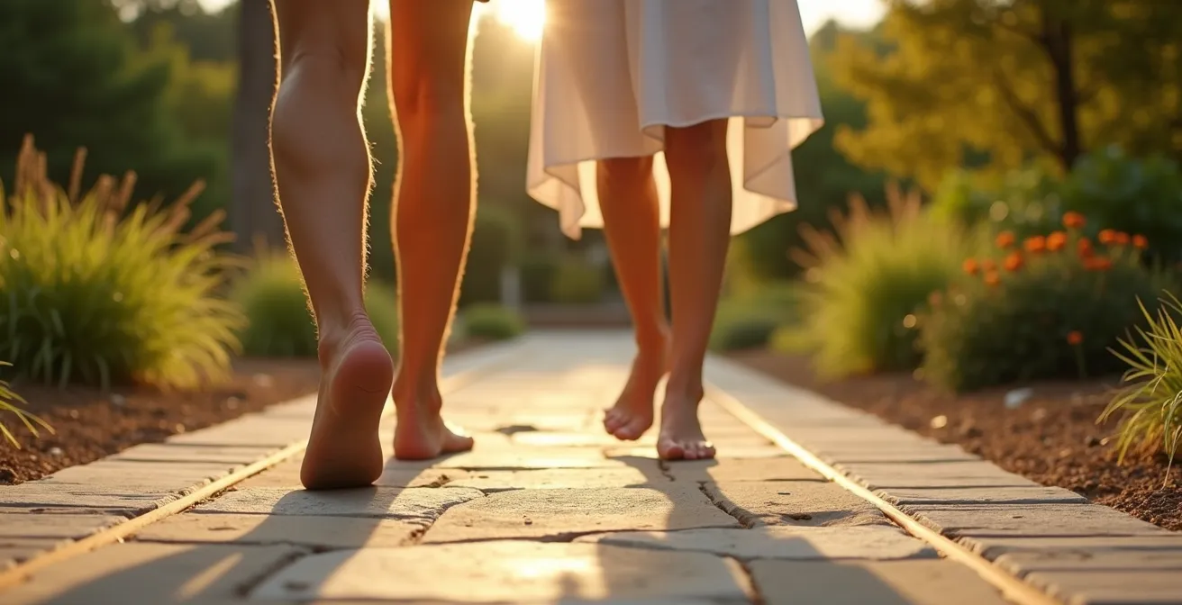 Detalle de terraza con combinación de piedra local y madera certificada FSC
